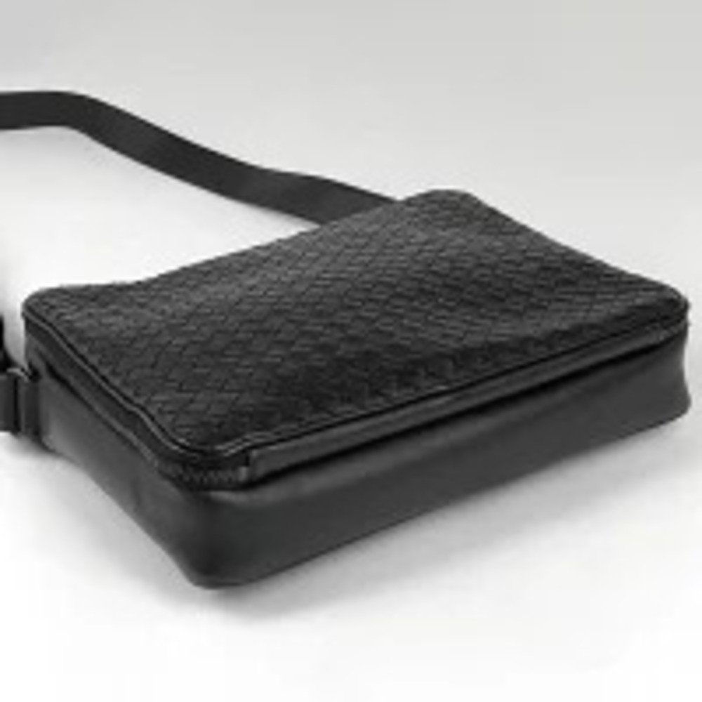 Bottega Veneta Black Crossbody Leather Bag Shoulder Intrecciato Black
